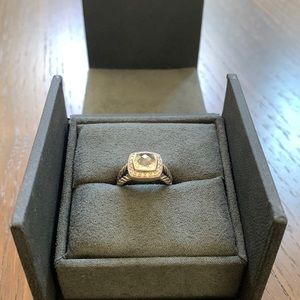 David Yurman Petite Albion Ring with White Topaz and Diamonds, size 5